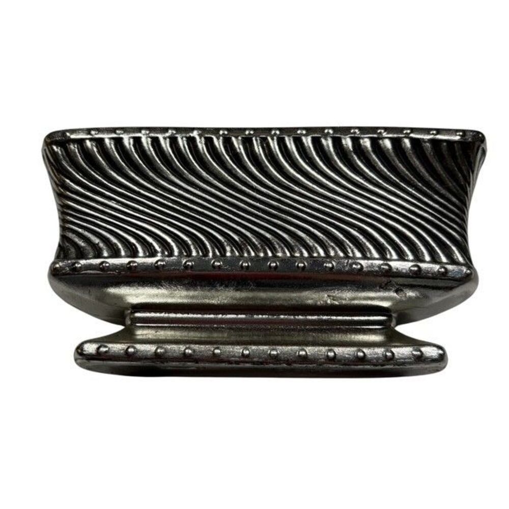 Vintage McCoy Floraline USA 2030 Silver Ceramic Planter Rectangular Floral Vase